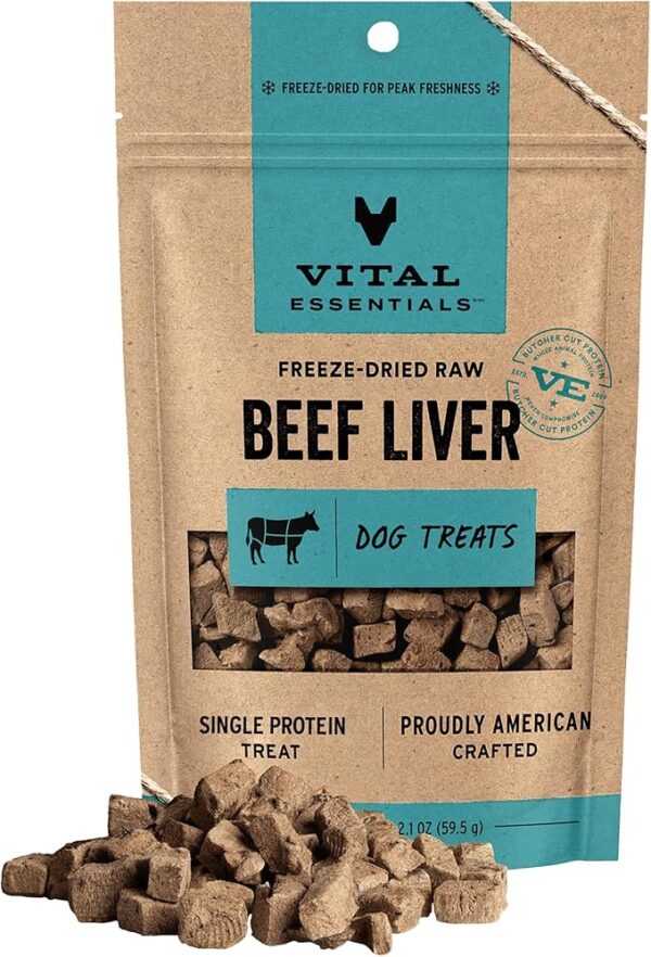 Vital Essentials Beef Liver Dog Treats – Freeze-Dried, 2.1 oz