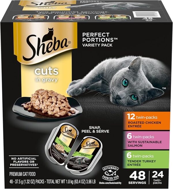 Sheba Perfect Portions Wet Cat Food – Variety Pack, 24 Twin-Packs